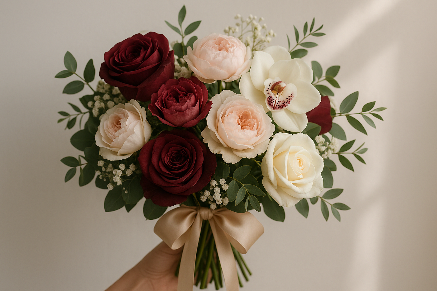 A medium sized luxury bouqet of flowers